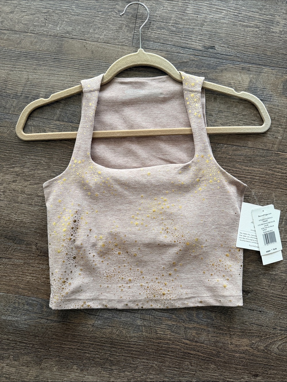 Beyond Yoga Pink Gold Speckled Cropped Tank